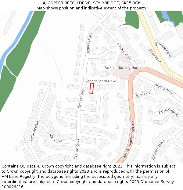 4, COPPER BEECH DRIVE, STALYBRIDGE, SK15 3GN: Location map and indicative extent of plot