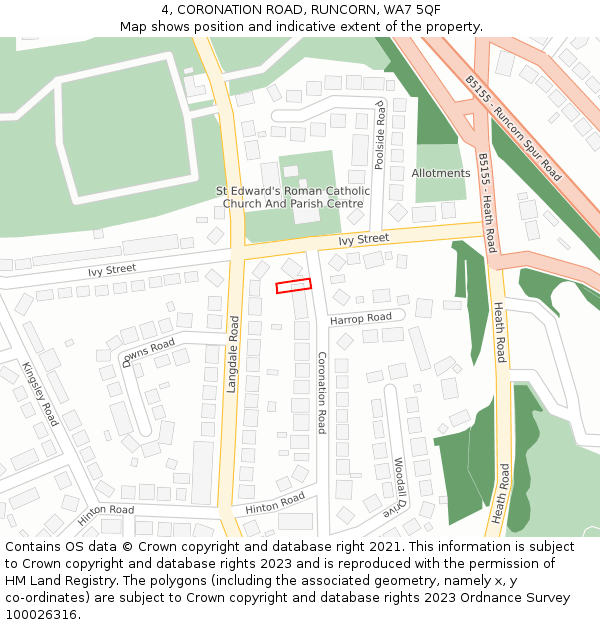 4, CORONATION ROAD, RUNCORN, WA7 5QF: Location map and indicative extent of plot