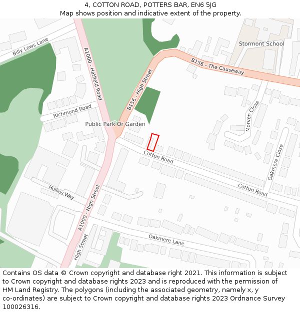 4, COTTON ROAD, POTTERS BAR, EN6 5JG: Location map and indicative extent of plot