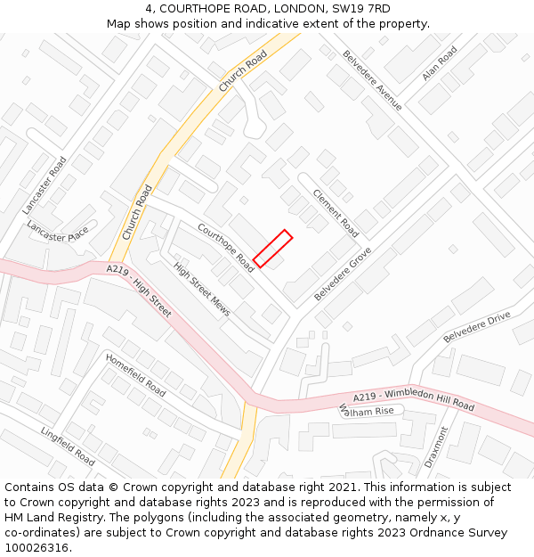 4, COURTHOPE ROAD, LONDON, SW19 7RD: Location map and indicative extent of plot