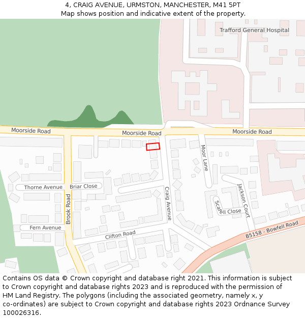 4, CRAIG AVENUE, URMSTON, MANCHESTER, M41 5PT: Location map and indicative extent of plot