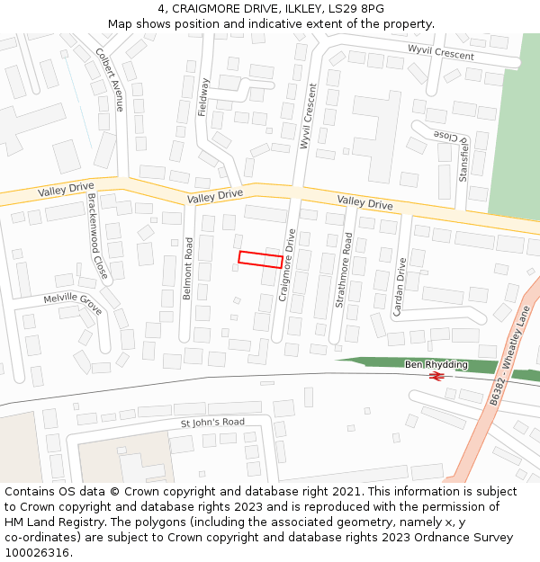 4, CRAIGMORE DRIVE, ILKLEY, LS29 8PG: Location map and indicative extent of plot