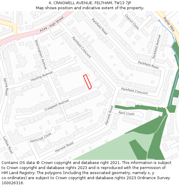 4, CRAIGWELL AVENUE, FELTHAM, TW13 7JP: Location map and indicative extent of plot