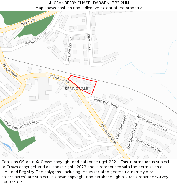 4, CRANBERRY CHASE, DARWEN, BB3 2HN: Location map and indicative extent of plot