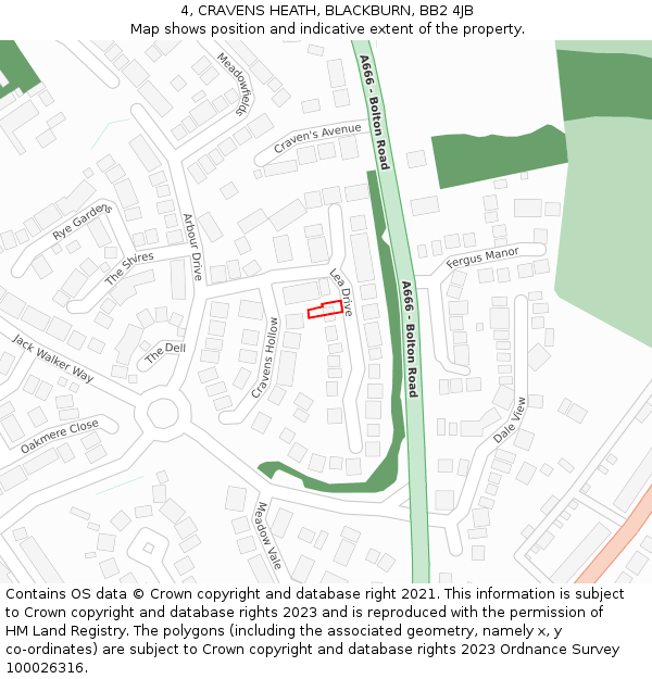 4, CRAVENS HEATH, BLACKBURN, BB2 4JB: Location map and indicative extent of plot