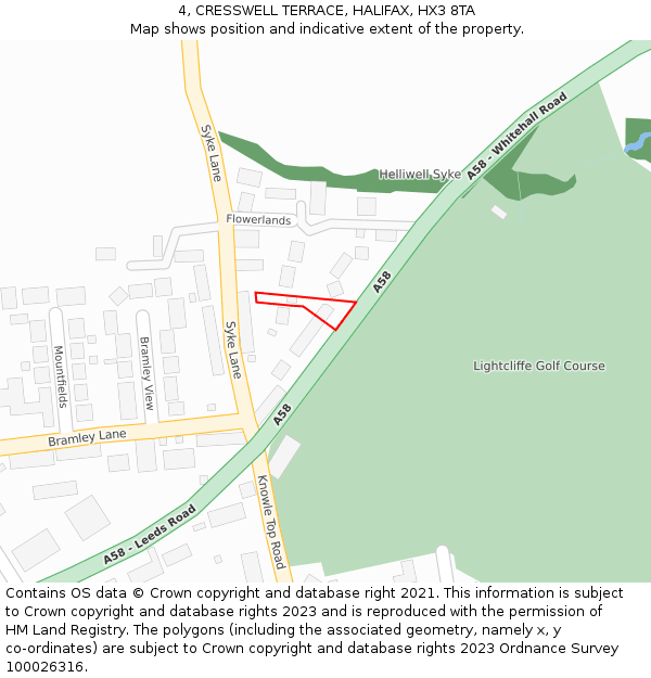 4, CRESSWELL TERRACE, HALIFAX, HX3 8TA: Location map and indicative extent of plot