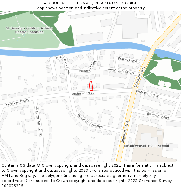 4, CROFTWOOD TERRACE, BLACKBURN, BB2 4UE: Location map and indicative extent of plot