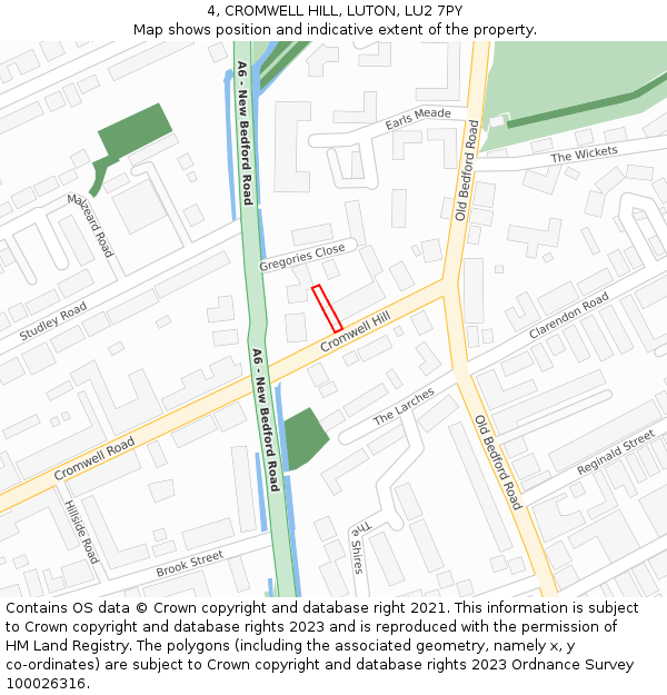 4, CROMWELL HILL, LUTON, LU2 7PY: Location map and indicative extent of plot