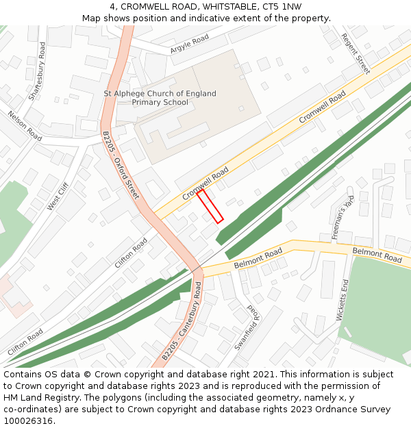 4, CROMWELL ROAD, WHITSTABLE, CT5 1NW: Location map and indicative extent of plot