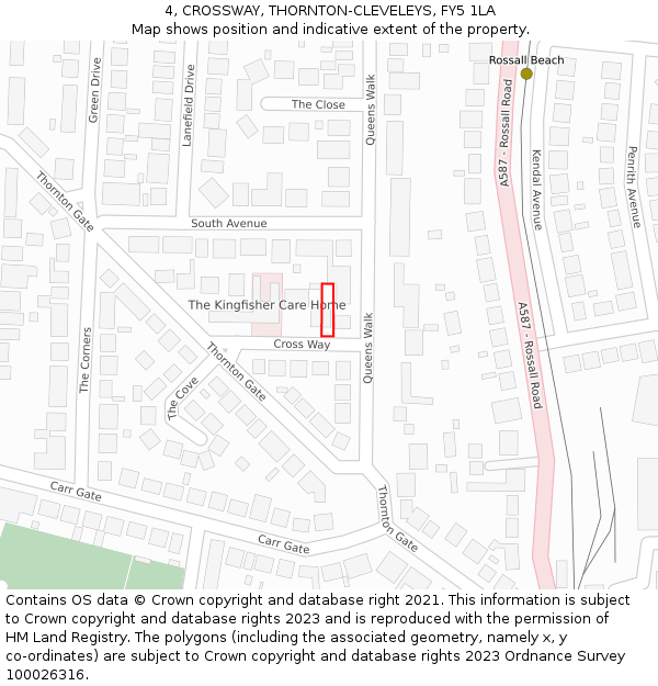 4, CROSSWAY, THORNTON-CLEVELEYS, FY5 1LA: Location map and indicative extent of plot