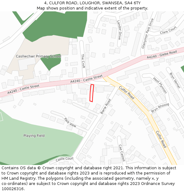 4, CULFOR ROAD, LOUGHOR, SWANSEA, SA4 6TY: Location map and indicative extent of plot