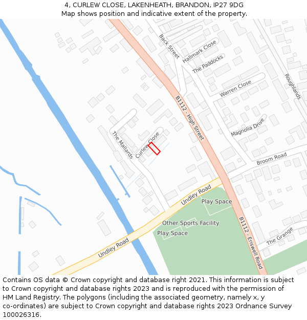 4, CURLEW CLOSE, LAKENHEATH, BRANDON, IP27 9DG: Location map and indicative extent of plot