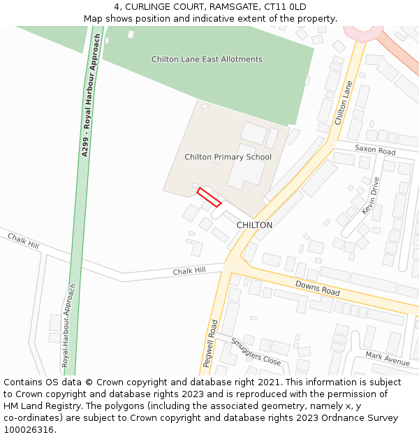 4, CURLINGE COURT, RAMSGATE, CT11 0LD: Location map and indicative extent of plot