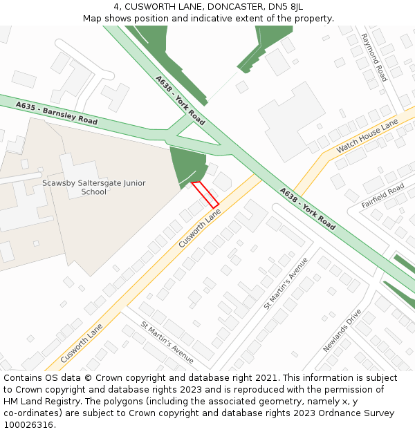 4, CUSWORTH LANE, DONCASTER, DN5 8JL: Location map and indicative extent of plot