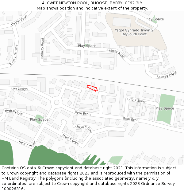 4, CWRT NEWTON POOL, RHOOSE, BARRY, CF62 3LY: Location map and indicative extent of plot