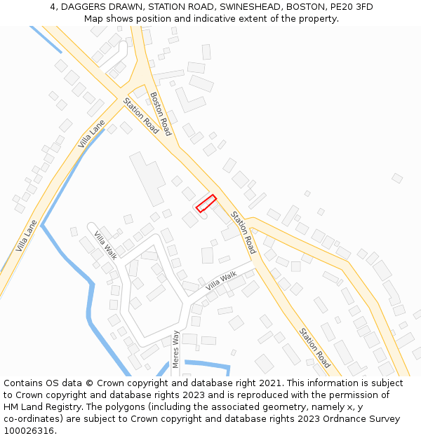 4, DAGGERS DRAWN, STATION ROAD, SWINESHEAD, BOSTON, PE20 3FD: Location map and indicative extent of plot