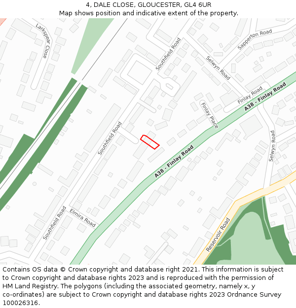 4, DALE CLOSE, GLOUCESTER, GL4 6UR: Location map and indicative extent of plot