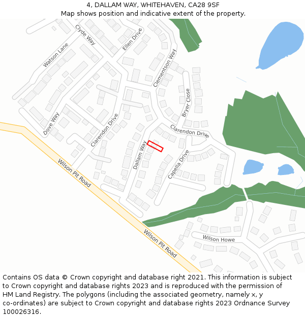 4, DALLAM WAY, WHITEHAVEN, CA28 9SF: Location map and indicative extent of plot