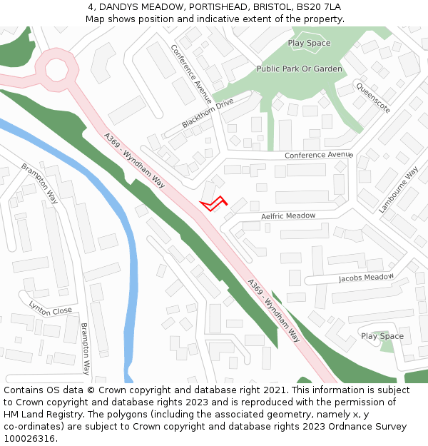 4, DANDYS MEADOW, PORTISHEAD, BRISTOL, BS20 7LA: Location map and indicative extent of plot