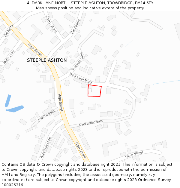 4, DARK LANE NORTH, STEEPLE ASHTON, TROWBRIDGE, BA14 6EY: Location map and indicative extent of plot