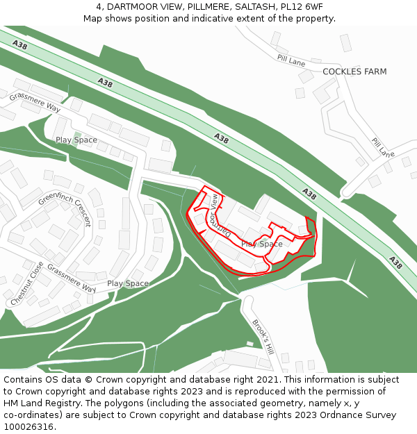 4, DARTMOOR VIEW, PILLMERE, SALTASH, PL12 6WF: Location map and indicative extent of plot