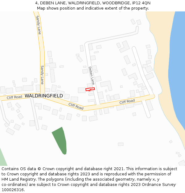 4, DEBEN LANE, WALDRINGFIELD, WOODBRIDGE, IP12 4QN: Location map and indicative extent of plot
