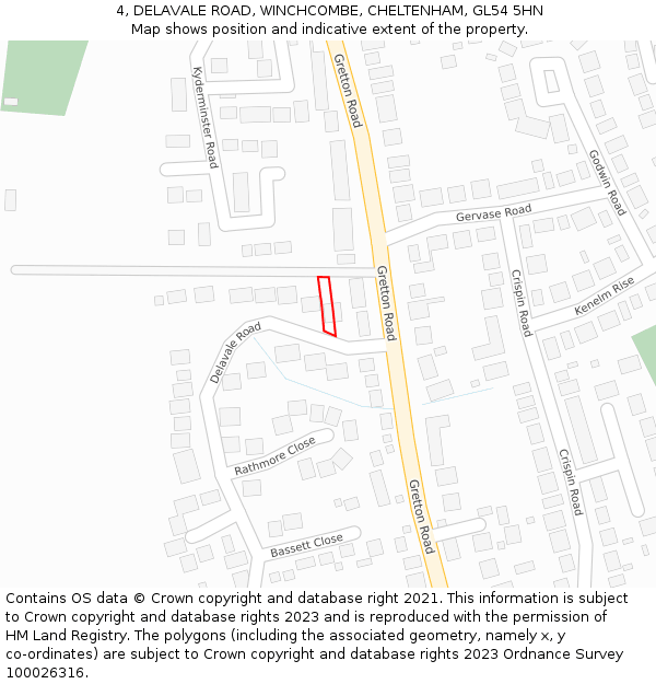 4, DELAVALE ROAD, WINCHCOMBE, CHELTENHAM, GL54 5HN: Location map and indicative extent of plot