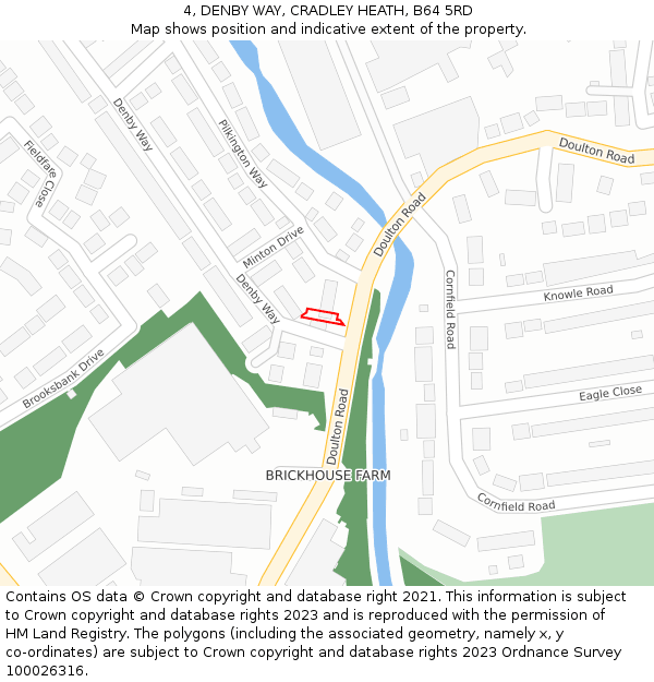 4, DENBY WAY, CRADLEY HEATH, B64 5RD: Location map and indicative extent of plot