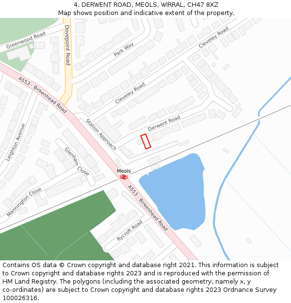 4, DERWENT ROAD, MEOLS, WIRRAL, CH47 8XZ: Location map and indicative extent of plot