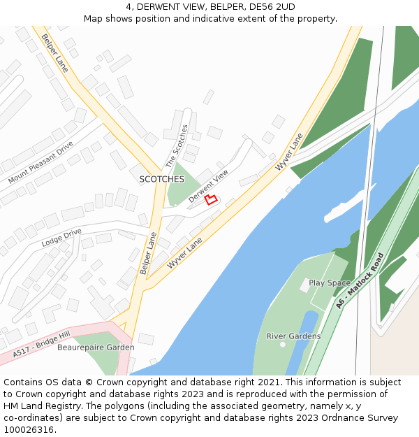 4, DERWENT VIEW, BELPER, DE56 2UD: Location map and indicative extent of plot