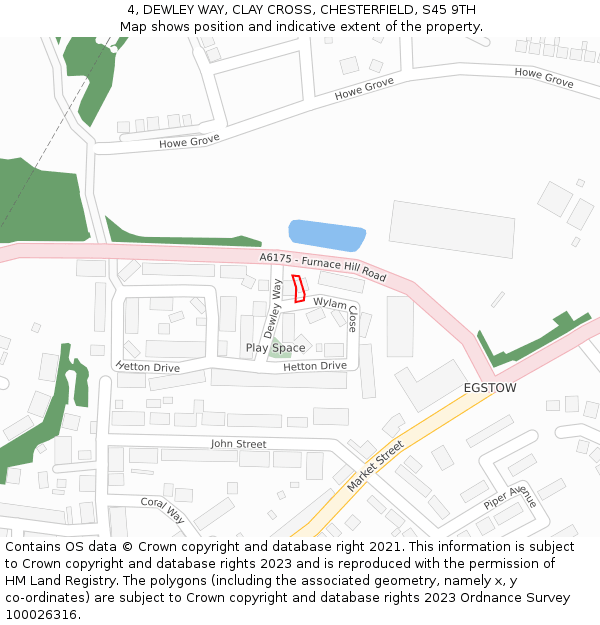 4, DEWLEY WAY, CLAY CROSS, CHESTERFIELD, S45 9TH: Location map and indicative extent of plot