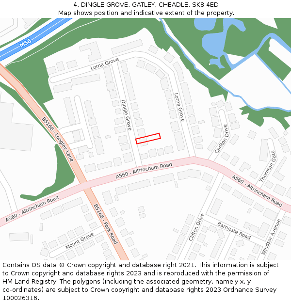 4, DINGLE GROVE, GATLEY, CHEADLE, SK8 4ED: Location map and indicative extent of plot