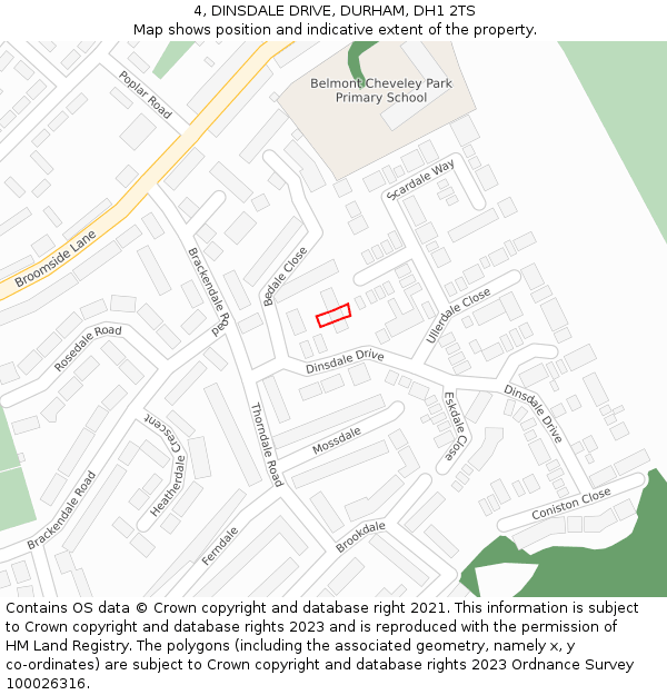 4, DINSDALE DRIVE, DURHAM, DH1 2TS: Location map and indicative extent of plot