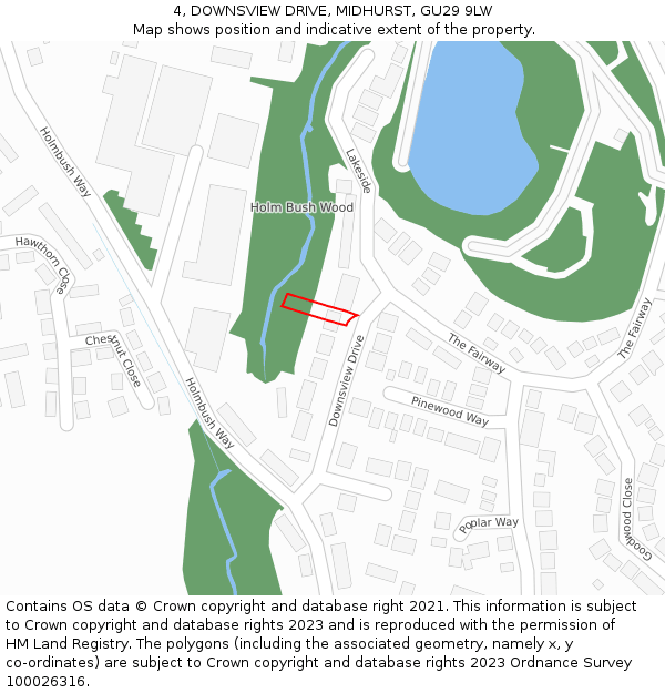 4, DOWNSVIEW DRIVE, MIDHURST, GU29 9LW: Location map and indicative extent of plot