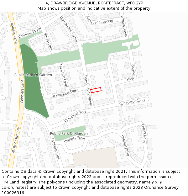 4, DRAWBRIDGE AVENUE, PONTEFRACT, WF8 2YP: Location map and indicative extent of plot