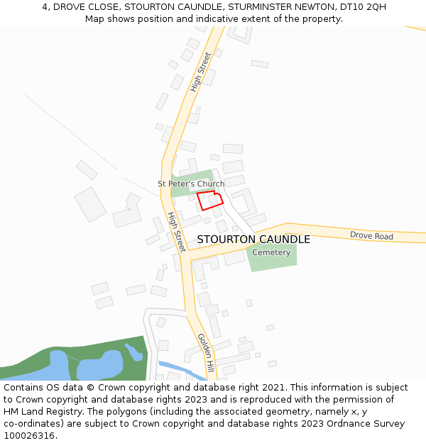 4, DROVE CLOSE, STOURTON CAUNDLE, STURMINSTER NEWTON, DT10 2QH: Location map and indicative extent of plot