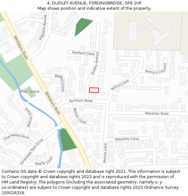 4, DUDLEY AVENUE, FORDINGBRIDGE, SP6 1HF: Location map and indicative extent of plot