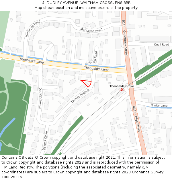4, DUDLEY AVENUE, WALTHAM CROSS, EN8 8RR: Location map and indicative extent of plot