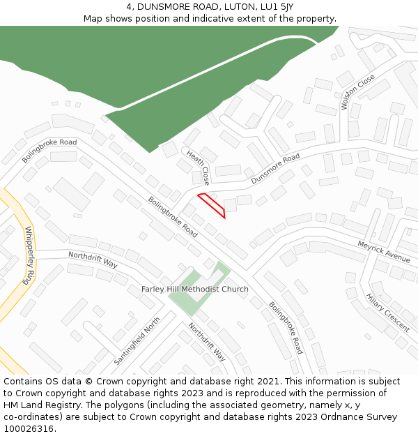 4, DUNSMORE ROAD, LUTON, LU1 5JY: Location map and indicative extent of plot