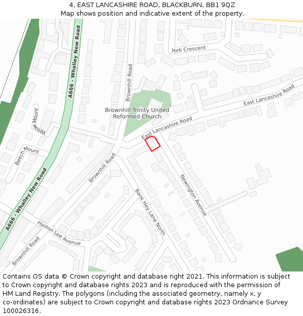 4, EAST LANCASHIRE ROAD, BLACKBURN, BB1 9QZ: Location map and indicative extent of plot