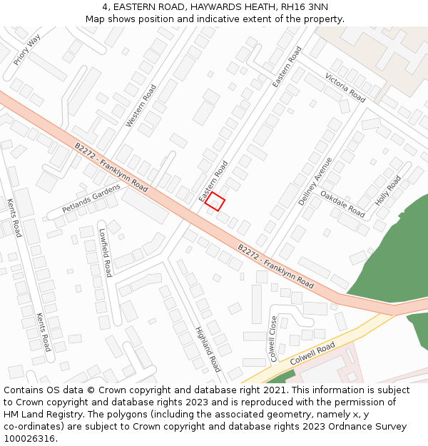 4, EASTERN ROAD, HAYWARDS HEATH, RH16 3NN: Location map and indicative extent of plot