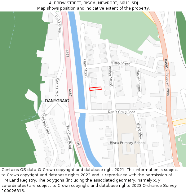 4, EBBW STREET, RISCA, NEWPORT, NP11 6DJ: Location map and indicative extent of plot