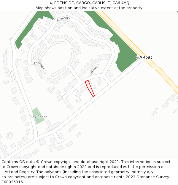 4, EDENSIDE, CARGO, CARLISLE, CA6 4AQ: Location map and indicative extent of plot