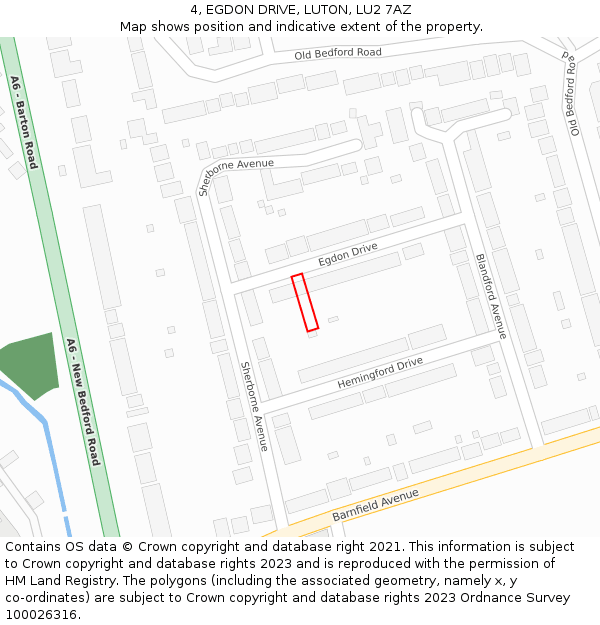 4, EGDON DRIVE, LUTON, LU2 7AZ: Location map and indicative extent of plot