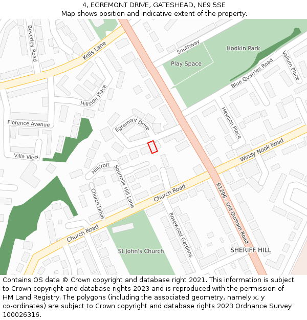 4, EGREMONT DRIVE, GATESHEAD, NE9 5SE: Location map and indicative extent of plot