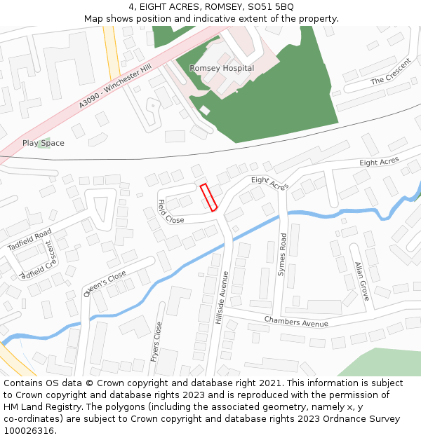 4, EIGHT ACRES, ROMSEY, SO51 5BQ: Location map and indicative extent of plot