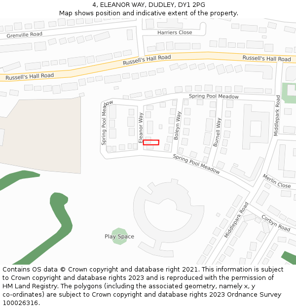 4, ELEANOR WAY, DUDLEY, DY1 2PG: Location map and indicative extent of plot