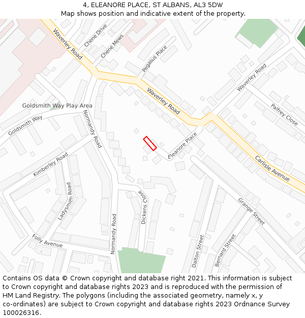 4, ELEANORE PLACE, ST ALBANS, AL3 5DW: Location map and indicative extent of plot