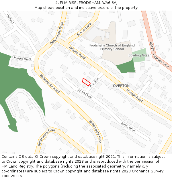 4, ELM RISE, FRODSHAM, WA6 6AJ: Location map and indicative extent of plot