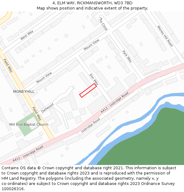 4, ELM WAY, RICKMANSWORTH, WD3 7BD: Location map and indicative extent of plot